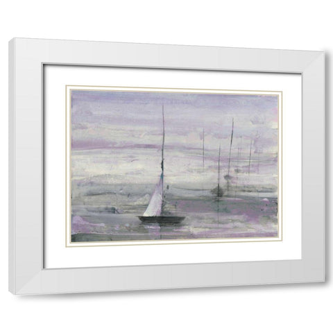 Ice Sailing Purple Crop White Modern Wood Framed Art Print with Double Matting by Hristova, Albena