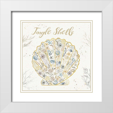 Seaside Blossoms I Blue Jingle White Modern Wood Framed Art Print with Double Matting by Aiken, Jess