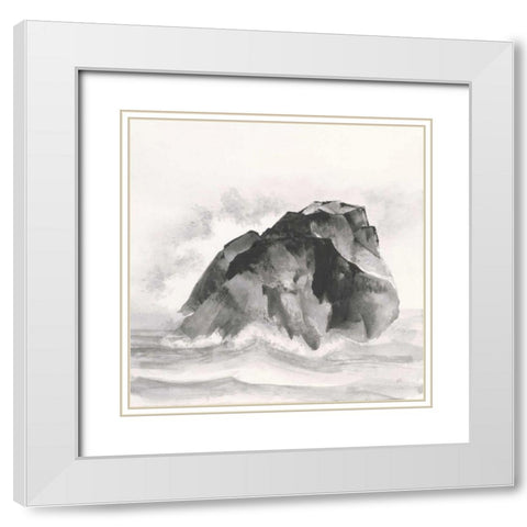 Solitary Rock White Modern Wood Framed Art Print with Double Matting by Paschke, Chris