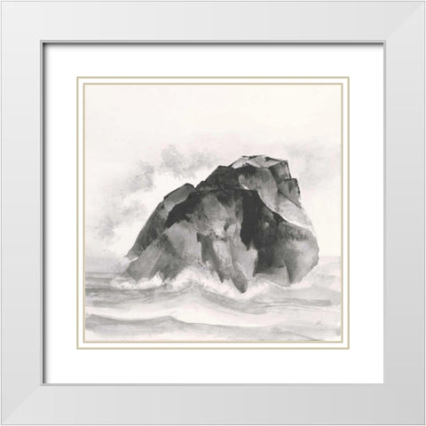 Solitary Rock White Modern Wood Framed Art Print with Double Matting by Paschke, Chris