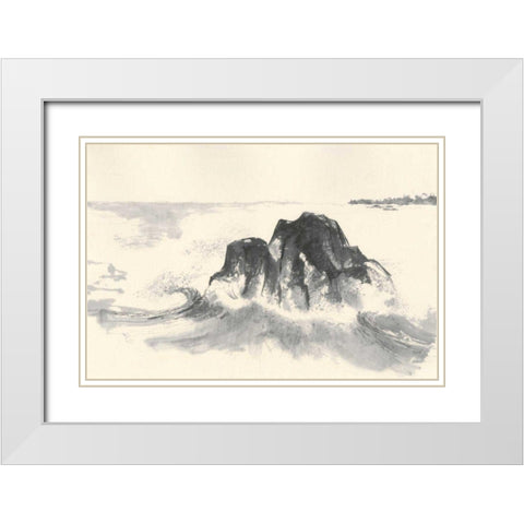 Ocean Waves White Modern Wood Framed Art Print with Double Matting by Paschke, Chris