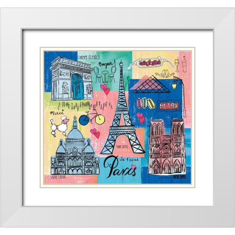 Global Travel II White Modern Wood Framed Art Print with Double Matting by Zaman, Farida