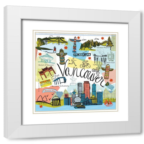 Global Travel V White Modern Wood Framed Art Print with Double Matting by Zaman, Farida