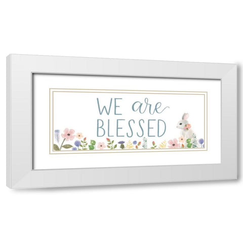Spring Sentiments II Bunny White White Modern Wood Framed Art Print with Double Matting by Jackson, Jenaya