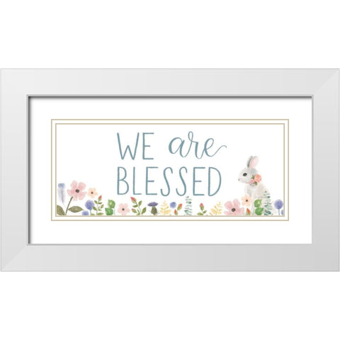 Spring Sentiments II Bunny White White Modern Wood Framed Art Print with Double Matting by Jackson, Jenaya