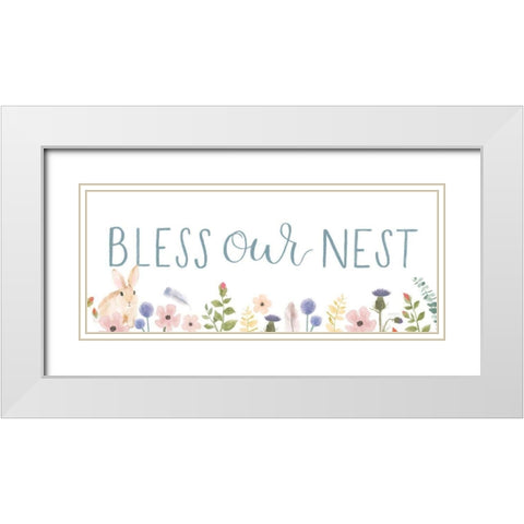 Spring Sentiments V Bunny White White Modern Wood Framed Art Print with Double Matting by Jackson, Jenaya