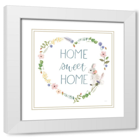 Spring Sentiments VIII Bunny White White Modern Wood Framed Art Print with Double Matting by Jackson, Jenaya