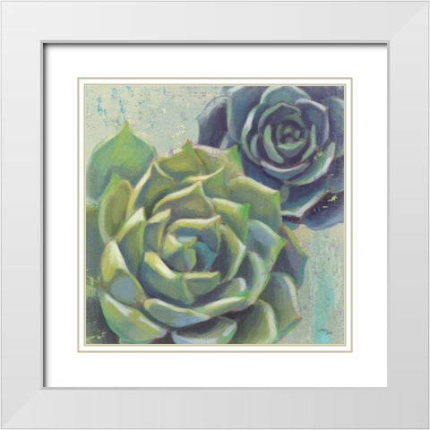Succulents I Crop White Modern Wood Framed Art Print with Double Matting by Wellington Studio