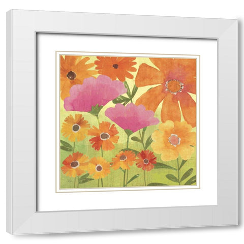 Spring Fling I White Modern Wood Framed Art Print with Double Matting by Charron, Veronique