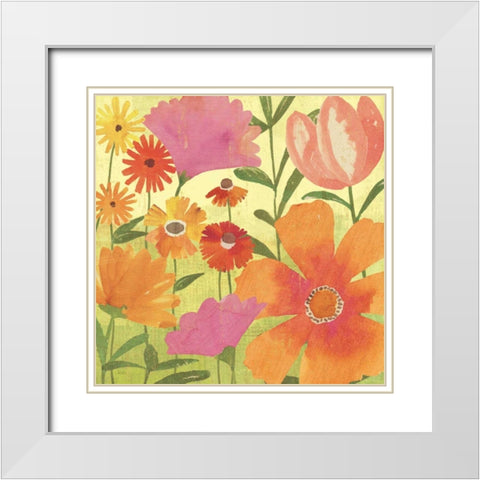 Spring Fling II White Modern Wood Framed Art Print with Double Matting by Charron, Veronique