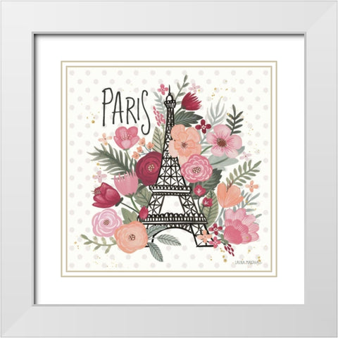 Paris is Blooming II White Modern Wood Framed Art Print with Double Matting by Marshall, Laura