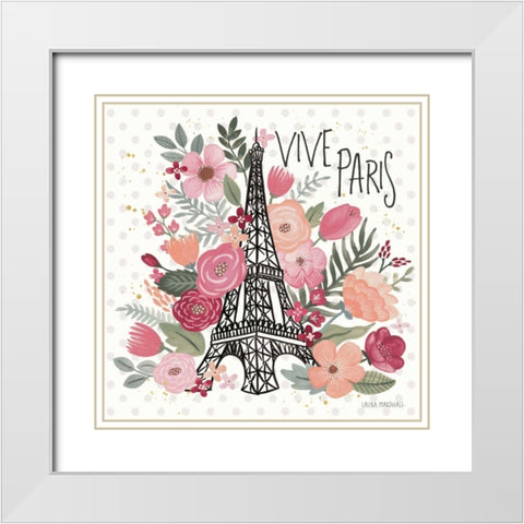 Paris is Blooming III White Modern Wood Framed Art Print with Double Matting by Marshall, Laura