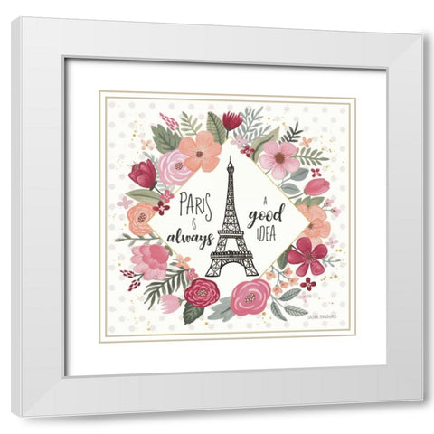 Paris is Blooming IV White Modern Wood Framed Art Print with Double Matting by Marshall, Laura