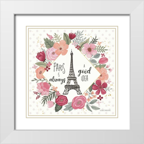 Paris is Blooming IV White Modern Wood Framed Art Print with Double Matting by Marshall, Laura