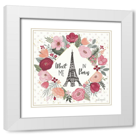 Paris is Blooming V White Modern Wood Framed Art Print with Double Matting by Marshall, Laura