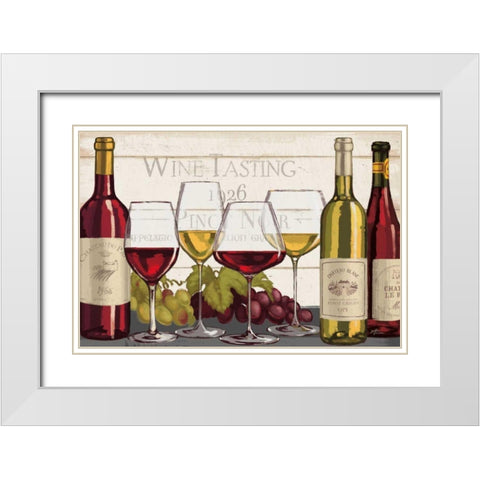 Wine Tasting I White Modern Wood Framed Art Print with Double Matting by Penner, Janelle