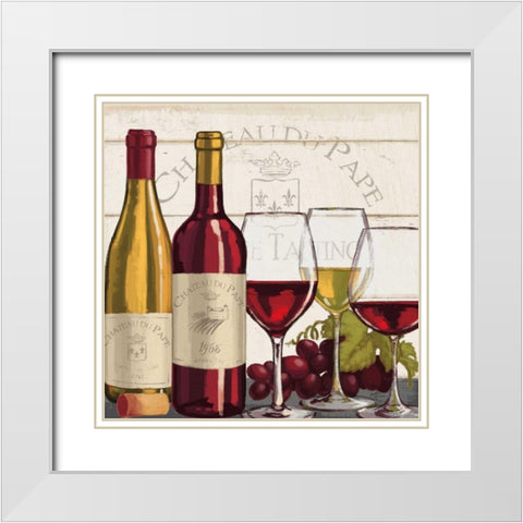 Wine Tasting II White Modern Wood Framed Art Print with Double Matting by Penner, Janelle
