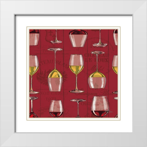 Wine Tasting Step 02B White Modern Wood Framed Art Print with Double Matting by Penner, Janelle