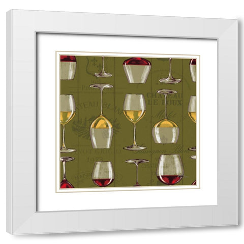 Wine Tasting Step 02C White Modern Wood Framed Art Print with Double Matting by Penner, Janelle