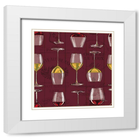 Wine Tasting Step 02D White Modern Wood Framed Art Print with Double Matting by Penner, Janelle