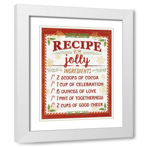 Holiday Recipe III Script White Modern Wood Framed Art Print with Double Matting by Pela Studio