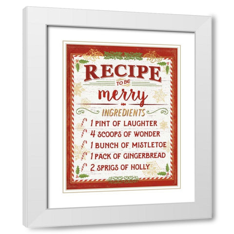 Holiday Recipe IV Script White Modern Wood Framed Art Print with Double Matting by Pela Studio