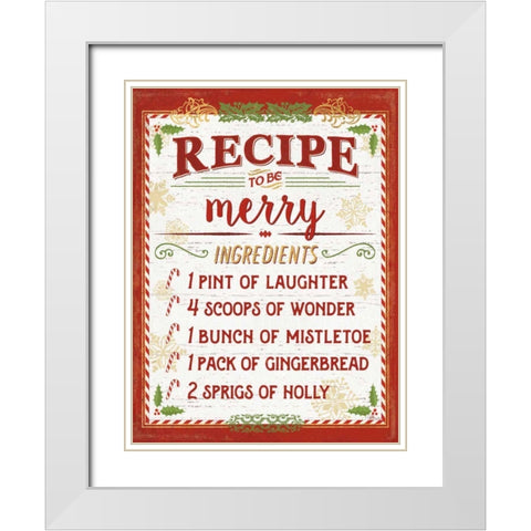 Holiday Recipe IV Script White Modern Wood Framed Art Print with Double Matting by Pela Studio