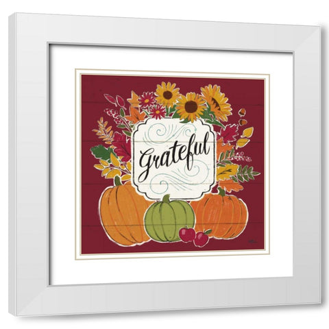 Thankful II Red White Modern Wood Framed Art Print with Double Matting by Penner, Janelle