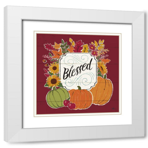 Thankful III Red White Modern Wood Framed Art Print with Double Matting by Penner, Janelle