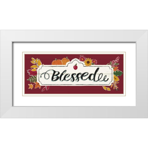 Thankful V Red White Modern Wood Framed Art Print with Double Matting by Penner, Janelle