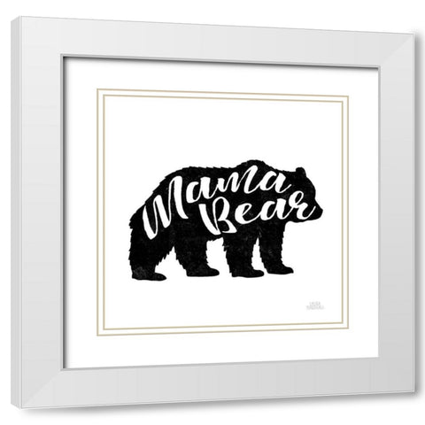 Mama Bear White Modern Wood Framed Art Print with Double Matting by Marshall, Laura