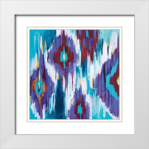 Ikat Jewel II White Modern Wood Framed Art Print with Double Matting by Zaman, Farida