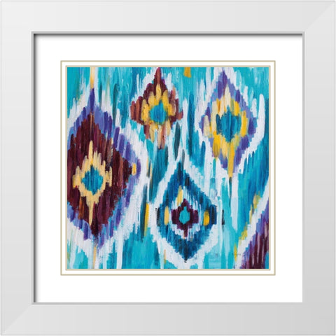 Ikat Jewel III White Modern Wood Framed Art Print with Double Matting by Zaman, Farida