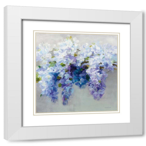 Wisteria White Modern Wood Framed Art Print with Double Matting by Nai, Danhui