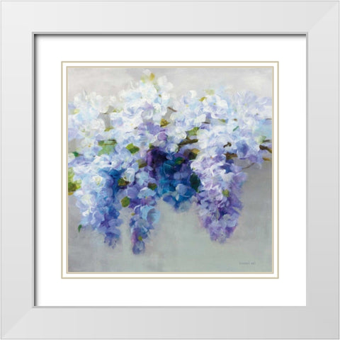 Wisteria White Modern Wood Framed Art Print with Double Matting by Nai, Danhui