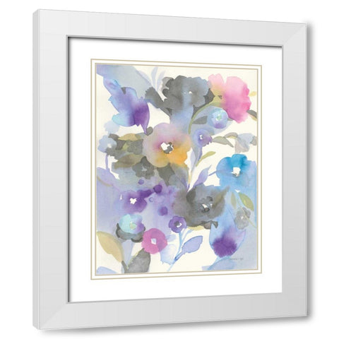 Jewel Garden I White Modern Wood Framed Art Print with Double Matting by Nai, Danhui