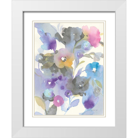 Jewel Garden I White Modern Wood Framed Art Print with Double Matting by Nai, Danhui