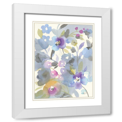 Jewel Garden II White Modern Wood Framed Art Print with Double Matting by Nai, Danhui