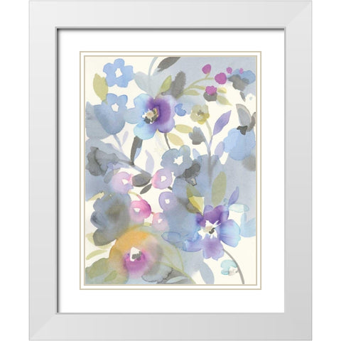 Jewel Garden II White Modern Wood Framed Art Print with Double Matting by Nai, Danhui