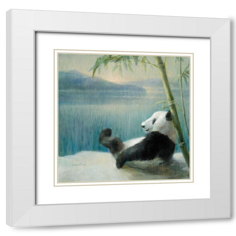 Resting in Bamboo White Modern Wood Framed Art Print with Double Matting by Nai, Danhui