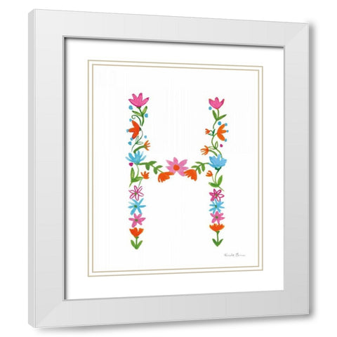 Floral Alphabet Letter VIII White Modern Wood Framed Art Print with Double Matting by Zaman, Farida