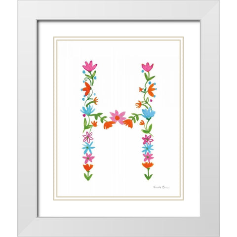 Floral Alphabet Letter VIII White Modern Wood Framed Art Print with Double Matting by Zaman, Farida