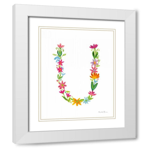 Floral Alphabet Letter XXI White Modern Wood Framed Art Print with Double Matting by Zaman, Farida