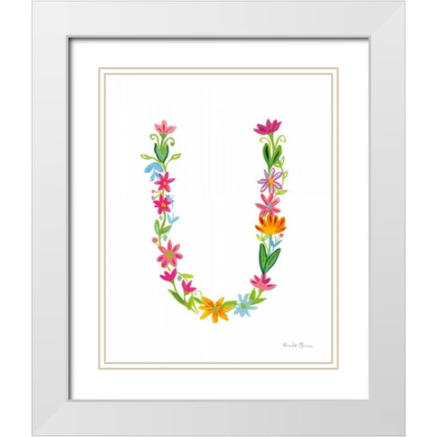 Floral Alphabet Letter XXI White Modern Wood Framed Art Print with Double Matting by Zaman, Farida