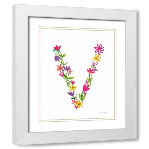 Floral Alphabet Letter XXII White Modern Wood Framed Art Print with Double Matting by Zaman, Farida
