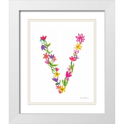 Floral Alphabet Letter XXII White Modern Wood Framed Art Print with Double Matting by Zaman, Farida