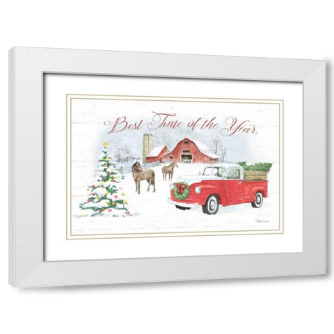 Farmhouse Holidays V White Modern Wood Framed Art Print with Double Matting by Grove, Beth