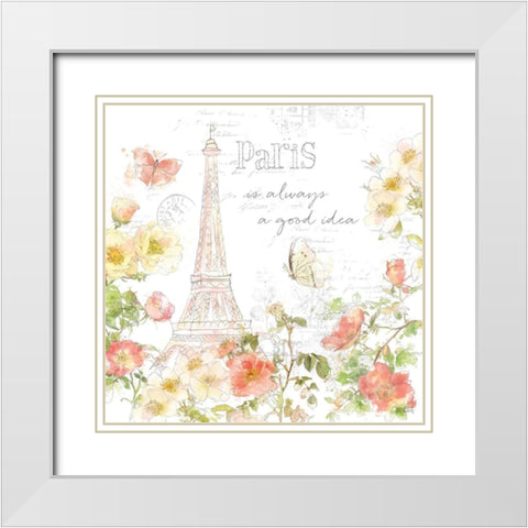 Painting Paris III White Modern Wood Framed Art Print with Double Matting by Pertiet, Katie
