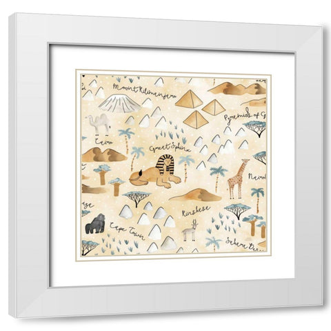 World Traveler Pattern VIII White Modern Wood Framed Art Print with Double Matting by Marshall, Laura