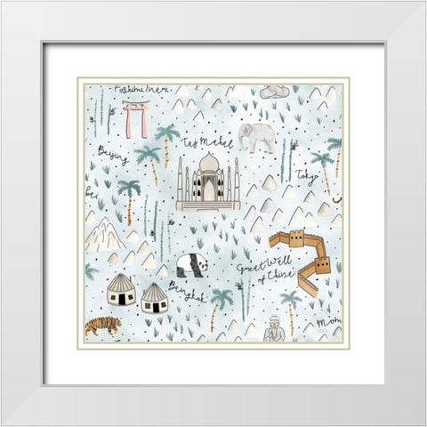 World Traveler Pattern IX White Modern Wood Framed Art Print with Double Matting by Marshall, Laura